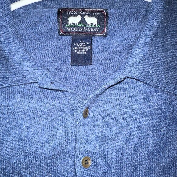 Woods & Gray Blue Cashmere Polo Sweater - Picture 2 of 4